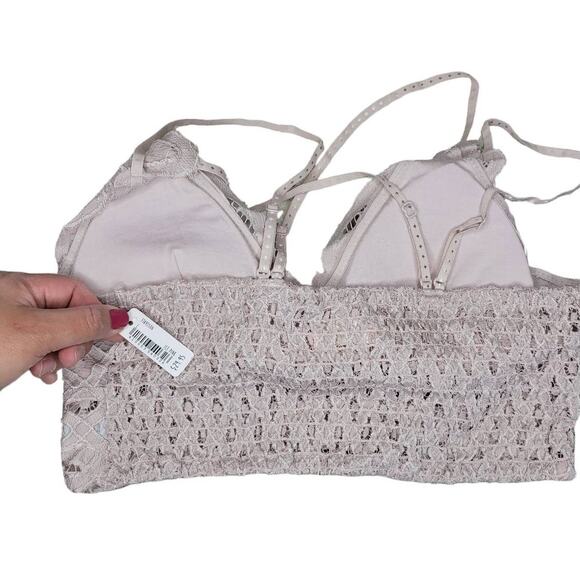 Altar'd State Ice Pink Crochette Bralette Criss Cross Strappy Back S - Picture 3 of 6